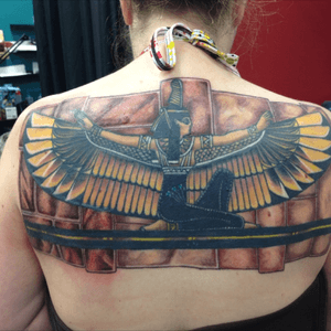 Egyptian back piece.  The Goddess Isis! Love it!
