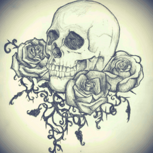 Would love a tattoo like this on my hip with a rose vine growing up my side!! Definitely a dream of mine to get it done!! #megandreamtattoo #meganmassace #MEGANDREAMATTOO #skullandroses 