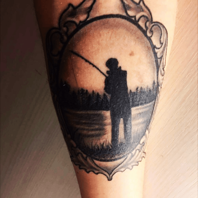 fisherman silhouette tattoo