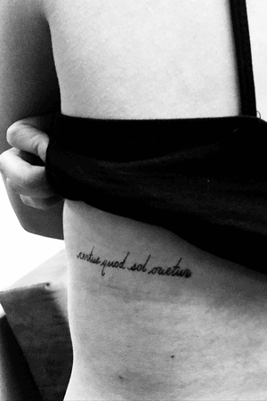 I’ve come to love Latin after studying it for years in high school the tattoo I designed in my own minimalist handwriting translates to “sure as the sun will rise” which sums up my philosophy that one should be “as sure as the sun will rise” about themselves when going through life. (Tattoo #2- Certus Sol) 
