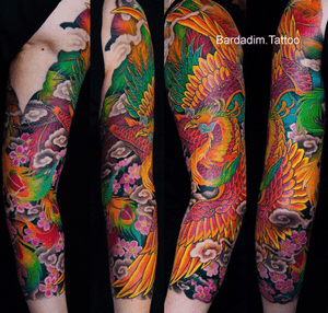 Japanese tattoo. Japanese sleeve. #phoenix #tattoo #japanese #japanesetattoo #japanesesleeve #bardadim 