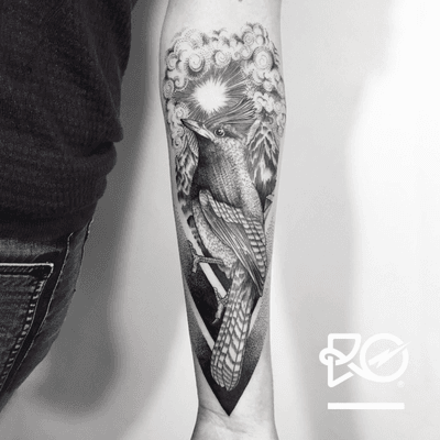 By RO. Robert Pavez • Steller Jay • Done in Studio Les Fleurs du mal - Paris - 🇫🇷 2017 #engraving #dotwork #etching #dot #linework #geometric #ro #blackwork #blackworktattoo #blackandgrey #black #tattoo #fineline #birdtattoo 