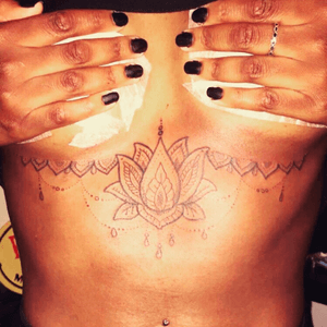 Mandala lotus flower. So happy with my new tattoo #mandalatattoo #lotustattoo #underboobtattoo 