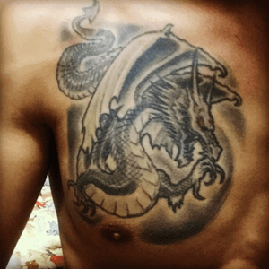 First tattoo at 13 Years Old, Western #Dragon.