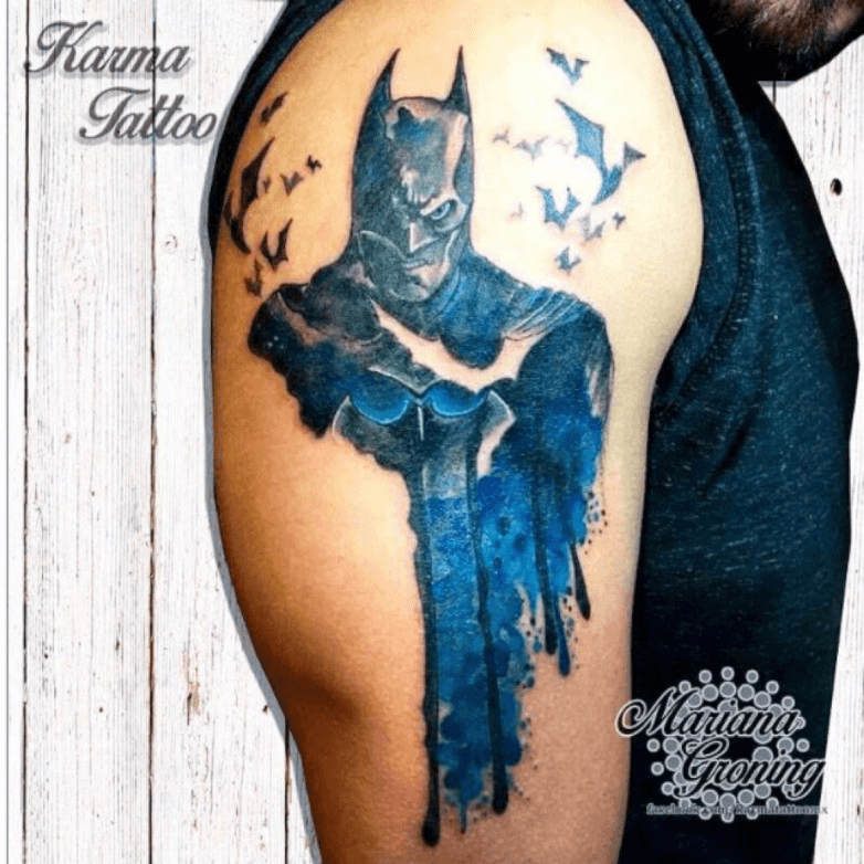 Tattoo uploaded by Mariana Groning • Watercolor batman tattoo, tatuaje de  batman con acuarela #tattoo #watercolor #tattoodo #marianagroning #tatuaje  #ink #inked #tattooed #colortattoo #acuarela #mexico #cdmx #MexicoCity  #mexicoink #karmatattoo #batman ...