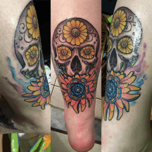 Cover up of a small blue police shield. Done by Justin Hauck of Authentic Arts Tattoo in Smithtown, NY. 