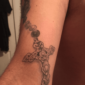 Part 1 of my rosary tattoo done at the Butcher Shop in Savannah, GA