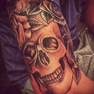 #skull #rose #tattoo #halfsleeve #blackandgrey 