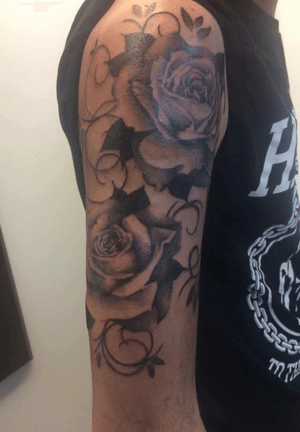 Done by Xenia Aarts - Resident Artist                              #tat #tatt #tattoo #tattoos #ink #inked #inkedup #inklove #inklover #inklovers #blackandgrey #blackandgreytattoo #blackandgreytattoos #rose #roses #rosestattoo #armpiece #armtattoo #armtattoos #amazingtattoo #amazingink #amazingartist #art #culemborg #netherlands