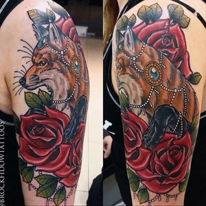 One of my faves #neotraditional #fox #roses #animal #beads 