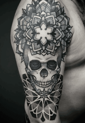 Done by Andy van Rens - Resident Artist.                       #tat #tatt #tattoo #tattoos #amazingtattoo #tattoolover #ink #inked #inkedup #amazingink #inklovers #mandala #mandalastyle #mandalawork #dot #dotwork #skull #skulltattoo #amazingart #art #culemborg #netherlands