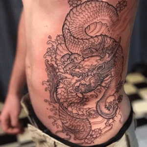 Outline for Dragon done in one 5 hour session by Yang Lee Tattoo in Malaysia