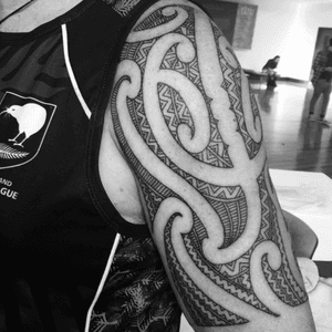 Front view sleeve #tamoko #maorishoulder #maoritattoo #sleevetattoo #sleevemaori