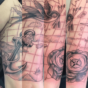 Start of a nautical sleeve done by me