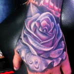 Beautiful purple rose with water droplets tattoo #hand #rose #purple 