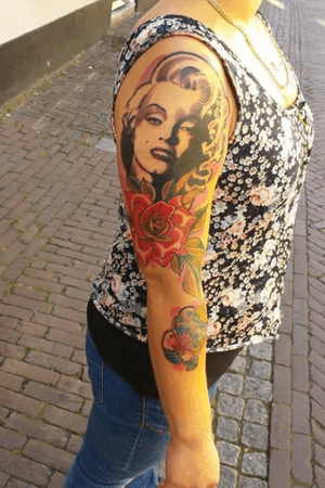 Done by Jarno Theijn - Resident Artist.                            #tat #tatt #tattoo #tattoos #amazingtattoo #amazingtattoos #ink #inked #inkedup #amazingink #marilynmonroe #marilynmonroetattoo #rose #rosestattoo #armpiece #sleeve #inklove #inklover #inklovers #art #culemborg #netherlands