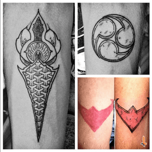 Nº383 #tattoo #tattoos #tatooed #ink #inked #geometry #geometric #geometrical #geometrictattoo #sketchy #sketchytattoo #dots #lines #tomoe #tomoetattoo #japanese #fixover #fixovertattoo #nightwing #shield #symbol #batman #robin #dc #dcfan #bylazlodasilva