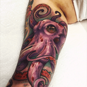 My #octopus on the inner arm done by Kurt at Lola's Tattoos in Bogota, NJ. Part of my sleeve!