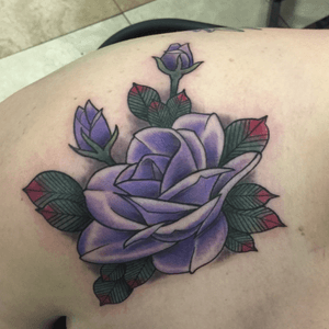 Purple rose tattoo by Mike Mankin 🌹