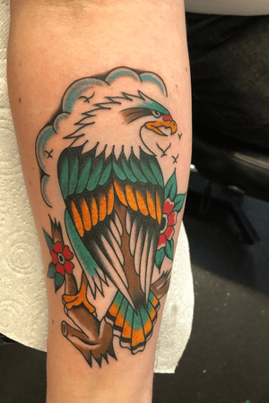 Trad Eagle done today on my right forearm by J Betts at Notthgate Tattoo in Bath, UK