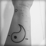 My #left #arm! Designed myself. #Yin with -- and the #sun done #professionally. The #orion done myself #hand-#poked. 
