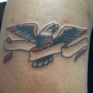 Sailor jerry flash is fun. Dude didn't want words in the banner. #sailorjerry #lonestartattoo 