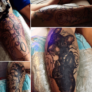 Cover up!!.. 1ra Parte!!!... Color y retoques en próxima sesión.... #tatuaje #rosa #rose #tattoo #bulldogfrances #frenchy #frenchbulldog #coveruptattoo #cover #firstsessiontattoo #myfirstcoverup #miprimercoverup