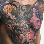 Snakes and peonies #peony #peonies #snake #irezumi #japanese #chestpiece #tattoodo #wearesorrymom
