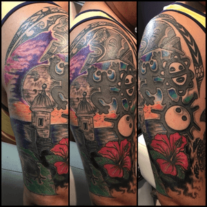 Showing a bit of the progress for half sleeve reconstruction!! Still more details to add!! 🇵🇷 #wip #tattoo #halfsleeve #reconstruction #boricua #colortattoo #legendrotary #thesolidink #ink #inklegacytattoos
