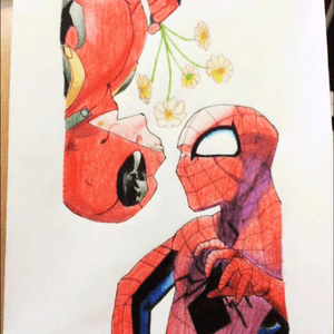thats the gayest thing i've ever done and yes its my favorite #deadpool #spiderman #spideypool #marvel #marvelart 