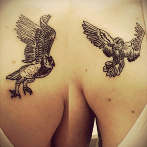 Tattoo #12 and #13 #owl Artist: RonaldStudio: 1933 Classic TattoosPlace: Johannesburg, South Africa