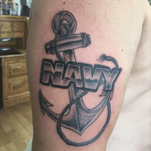 I tattooed a. Navy veteran today custom art applied redrawn from original format
