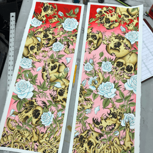 Two paintings.  13 skulls.  10x30 inches.  