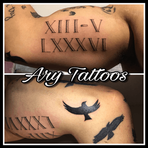Tattoo numeros romanos y pájaro ✍🏼 Ary Tattoos 
