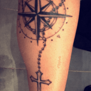2nd tatoo ! 💉💉 #tatoo #ink #leg #french #body #cross #windrose #travel 