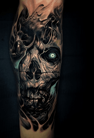 #skull #skulltattoo #scifi #horror #evil #tattoo #vainiusanomaly #realism #realistic #realistictattoo #color #colortattoo 