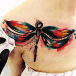 Now Thats a dragonfly! #dragonfly #watercolor #dotwork #collarbone 