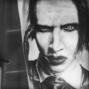 Favourite tattoo by far ❤️ #Marilyn #Manson #beautifulman #blackandgrey #serious #love 