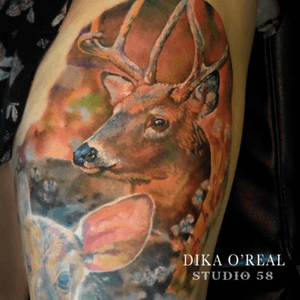 Deer tattoo colour. Nature #deertattoo #tattoo 