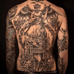 #fullback #black #castle #burning #burningcastle #devil #skull #skeleton #tattooartist #SimonErl @simonerl 