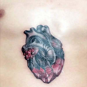 Diamond heart.  #diamond #tattoo #tattoos #colortattoo #heart 