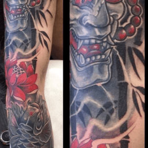 Forearm part of Japanese sleeve. Dragon head being added this saturday.