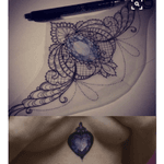 I like the top overall design but with the bottom heart shaped gem for my sternum. #meagandreamtattoo #meagandreamtattoo 