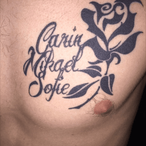 My own desing made at Zoi Tattoo in Malmö #tribal #rose #tribalrose #family #familynames 