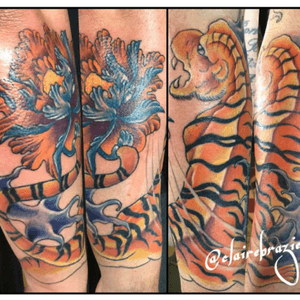Japanese Tigers and Crysthanthemum. In progress....