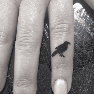 Small raven finger tattoo #raven 