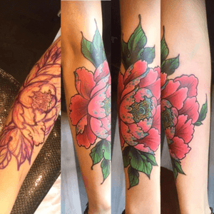 #freehand #peony #color #colortattoos 