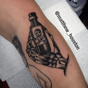 Skeleton hand holding a poison bottle #poison #skull #hand 