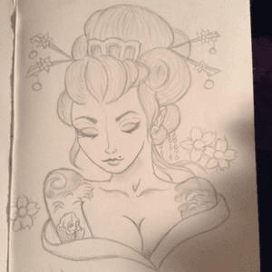 One of my slightly newer sketches of a geisha.