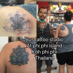 #coverup #mandala #lotus #Bambootattoo #traditional #tattooshop #at #Bustattoostudio #phiphiisland #thailand🇹🇭#tattoodo #tattooink #tattoo #phiphi #kohphiphiArtist by Bus witsawat thongon 🙏🏻🙏🏻🙏🏻🙏🏻🙏🏻thank you so much🙏🏻🙏🏻🙏🏻🙏🏻🙏🏻🙏🏻Situated in the near koh phi phi police station , Bus tattoo is a small studio run by Mr.Bus, an experienced and talented tattooist who can perform his art both with bamboo stick and with electric tattoo gun. Cover ups, free hand designs, custom designs - any style can be realized at Bus tattoo studio. As in mostly any shop nowadays, needles are disposable and used only once at Bus tattoo studio